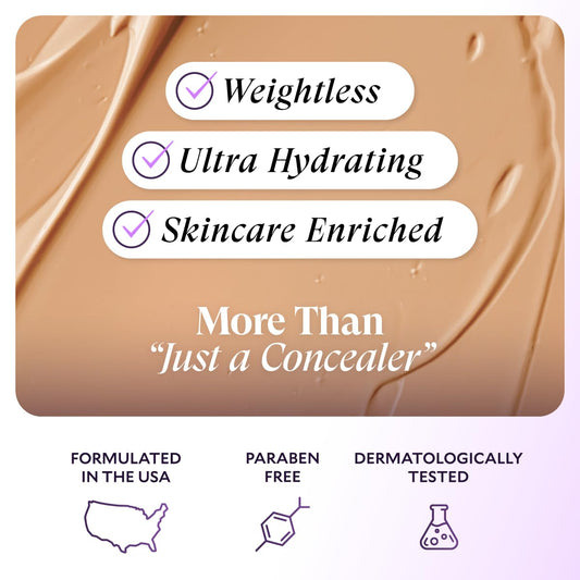 Fièra Luxury Concealer & Foundation (Dark) + Expert Brush – Full-Coverage, Anti-Aging System for Mature Skin