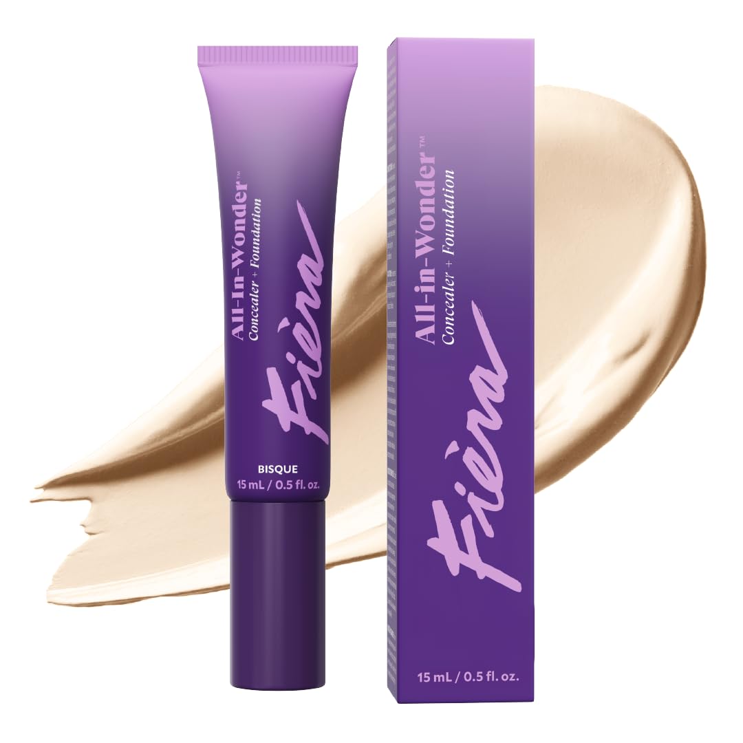 Fièra All-In-Wonder™ Concealer + Foundation – Full-Coverage, Crease-Proof, Hydrating Formula for Mature Skin, Blurs Fine Lines & Dark Circles, Radiant Second-Skin Finish – Beige, 0.5 FL. OZ. / 15 ML