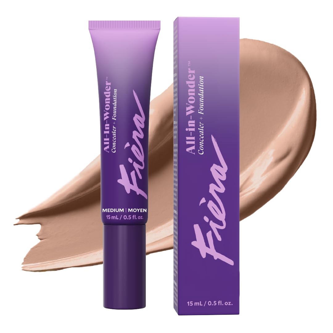 Fièra All-In-Wonder™ Concealer + Foundation – Full-Coverage, Crease-Proof, Hydrating Formula for Mature Skin, Blurs Fine Lines & Dark Circles, Radiant Second-Skin Finish – Beige, 0.5 FL. OZ. / 15 ML