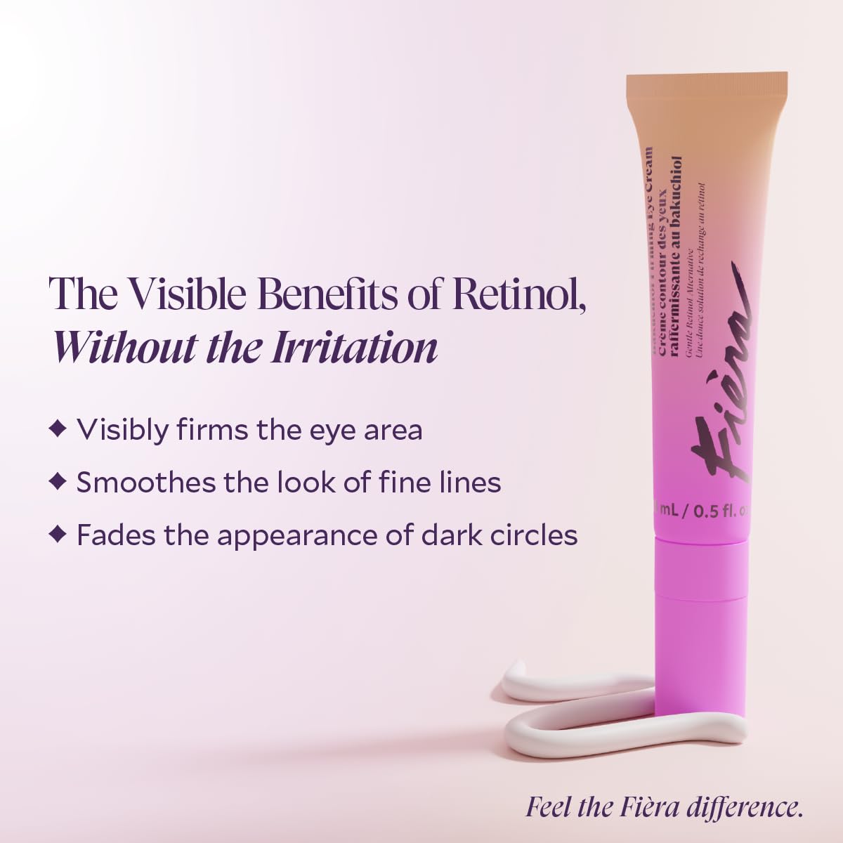 FIÈRA Bakuchiol Firming Eye Cream - Designed Specifically For Mature Skin - Targets Wrinkles, Anti-Aging, Dark Spots, and Fine Lines - Hydrating and Rejuvenating Formula - 15 ML / 0.5 FL. OZ.