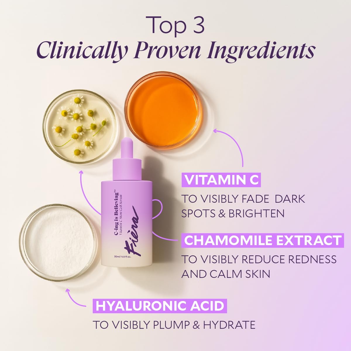 Fièra Vitamin C Serum with Hyaluronic Acid & Citrus Stem Cells - Anti-Aging Brightening, Firming, Hydrating Serum for Mature Skin, Reduces Dark Spots, Fine Lines & Boosts Radiance - 1 FL. OZ. / 30 ML