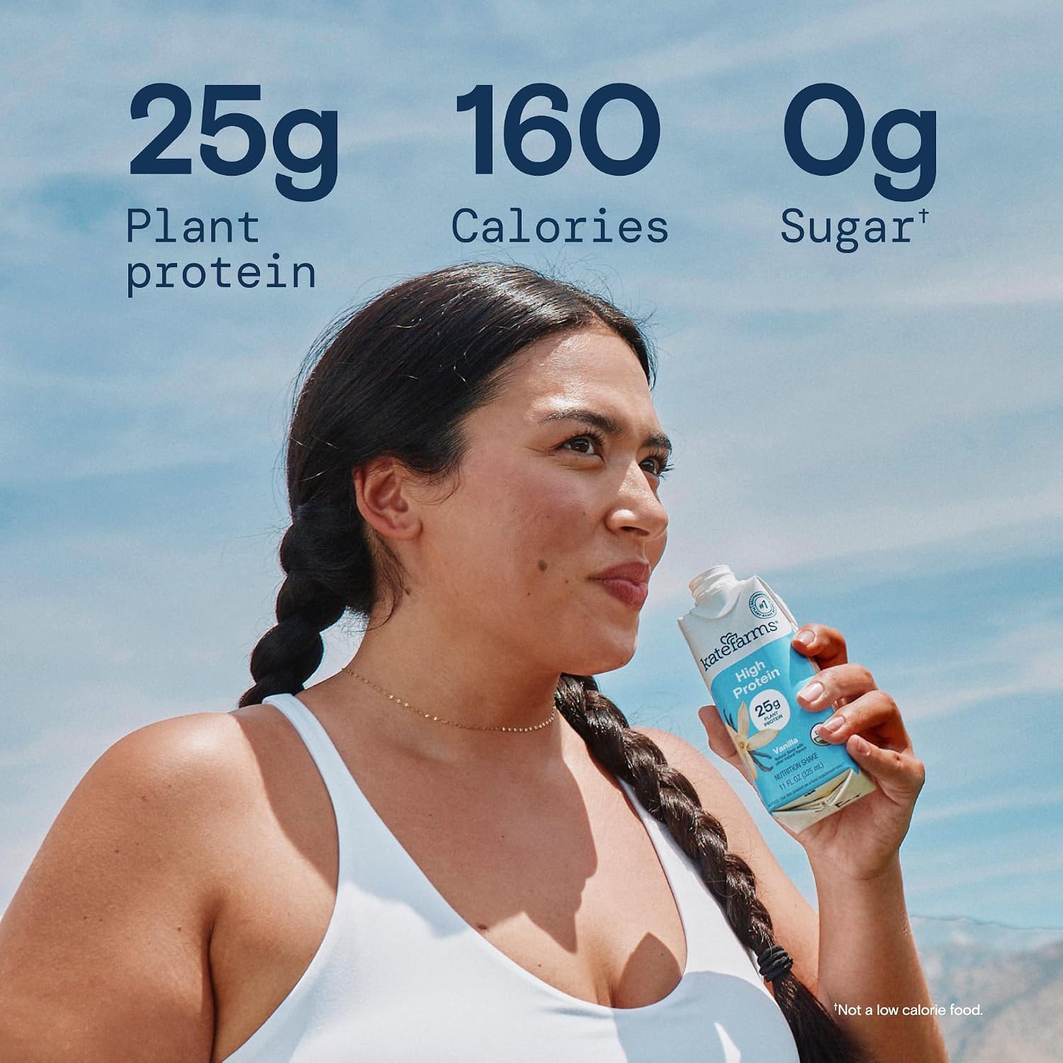KATE FARMS Organic High Protein Vanilla Shake, 25g Protein, 12 Pack | High-protein organic shake with 25g protein, 6g fiber, 27 vitamins & minerals, and 0g sugar.
